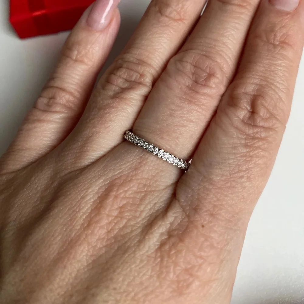 NEW 925‎ Sterling Silver Dainty Sapphire Engagement Wedding Band Ring